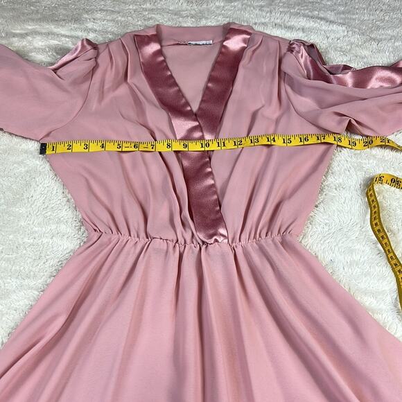 Vintage Unbranded chiffon satin, semi sheer midi dress, size med - Picture 7 of 8
